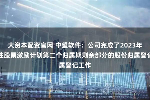 大资本配资官网 中望软件：公司完成了2023年限制性股票激励计划第二个归属期剩余部分的股份归属登记工作