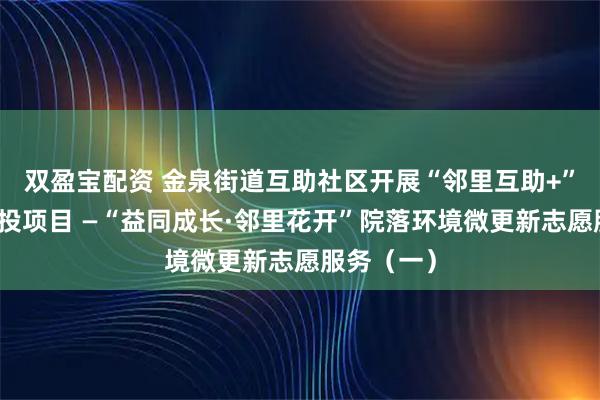 双盈宝配资 金泉街道互助社区开展“邻里互助+”公益微创投项目 —“益同成长·邻里花开”院落环境微更新志愿服务(一)